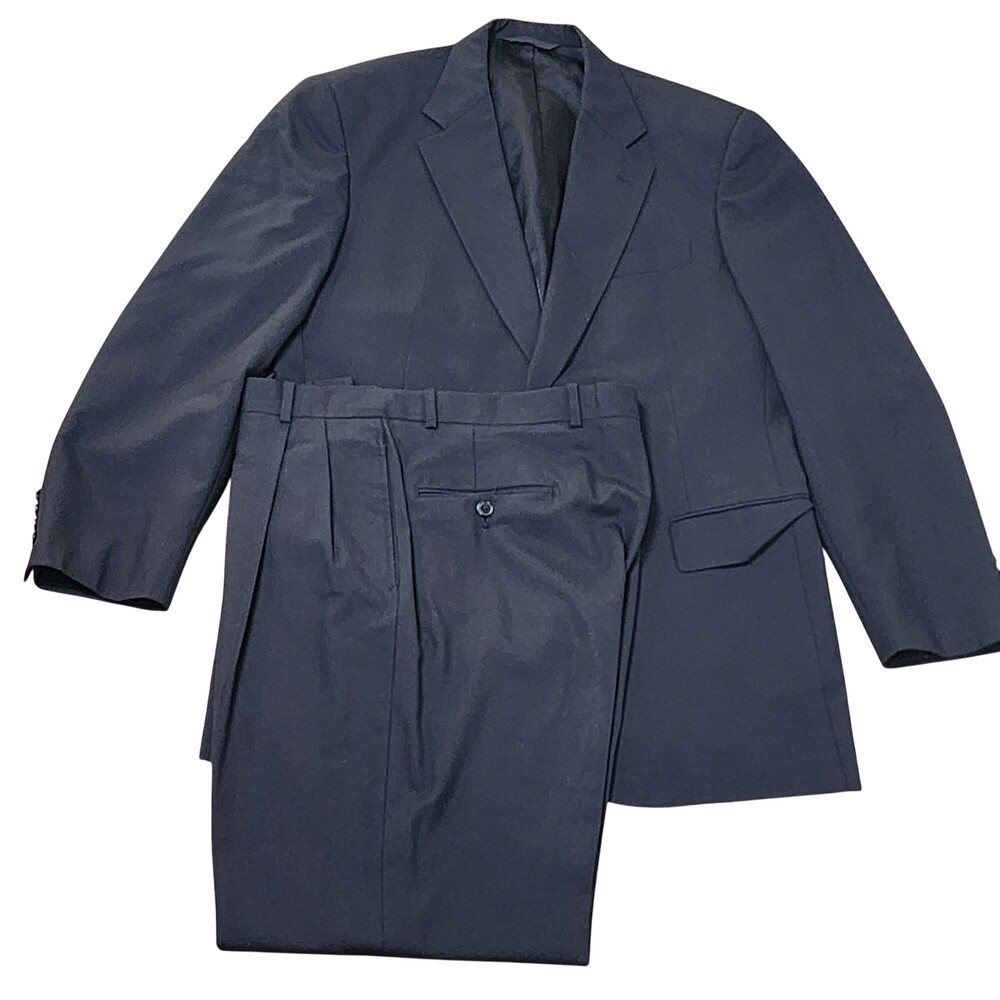 Vintage Corbin Suit Mens 42 37x31 Blue Wool 2 Piece Made In USA Long Classic Fit